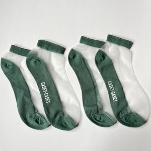 2 for $25 Casey Casey 2 pairs of Green & White Ankle Socks